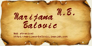Marijana Balović vizit kartica
